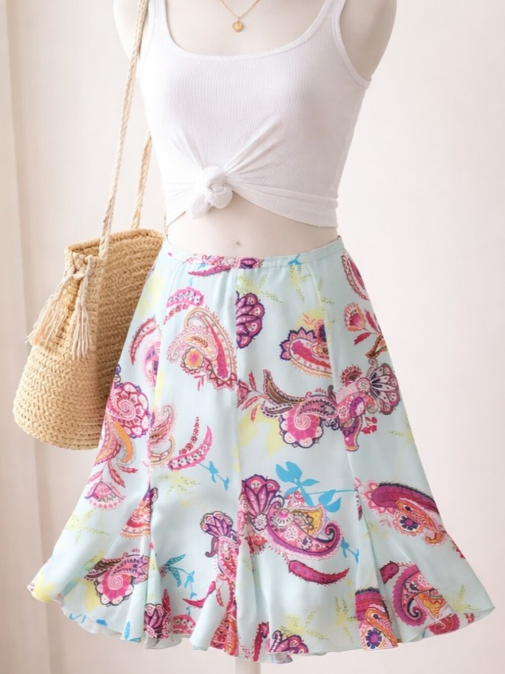 Silk Paisley Midi Skirt Size 16